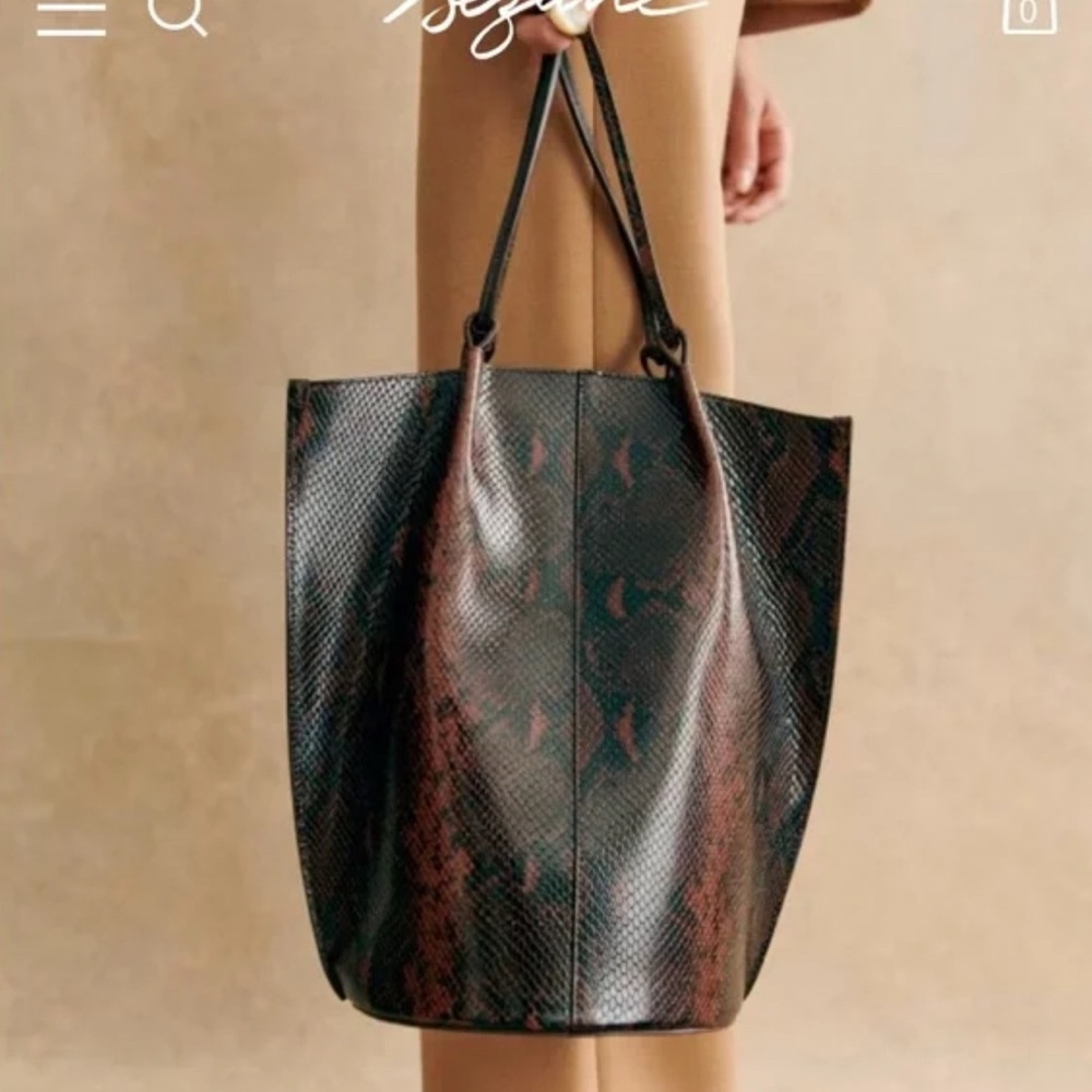 😍NWT Sézane Romie Snake Print Tote - Picture 4 of 6